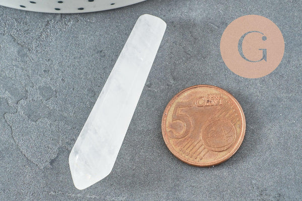 Pointe cristal de roche naturel non percée 50mm, x1 (G6709)