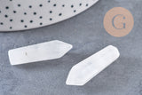 Pointe cristal de roche non percée 35.5-36.5mm, pierre brute, création bijoux,cristal, perle pierres, pierre naturelle, x1 (G6708)