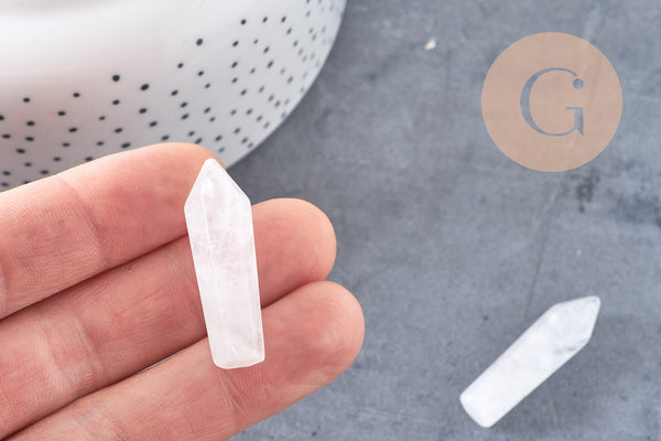 Pointe cristal de roche non percée 35.5-36.5mm, pierre brute, création bijoux,cristal, perle pierres, pierre naturelle, x1 (G6708)