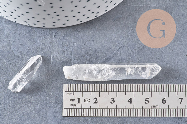 Pointe cristal de roche transparent non percée, pierre brute, cristal, pierre naturelle, x1 (G3616)