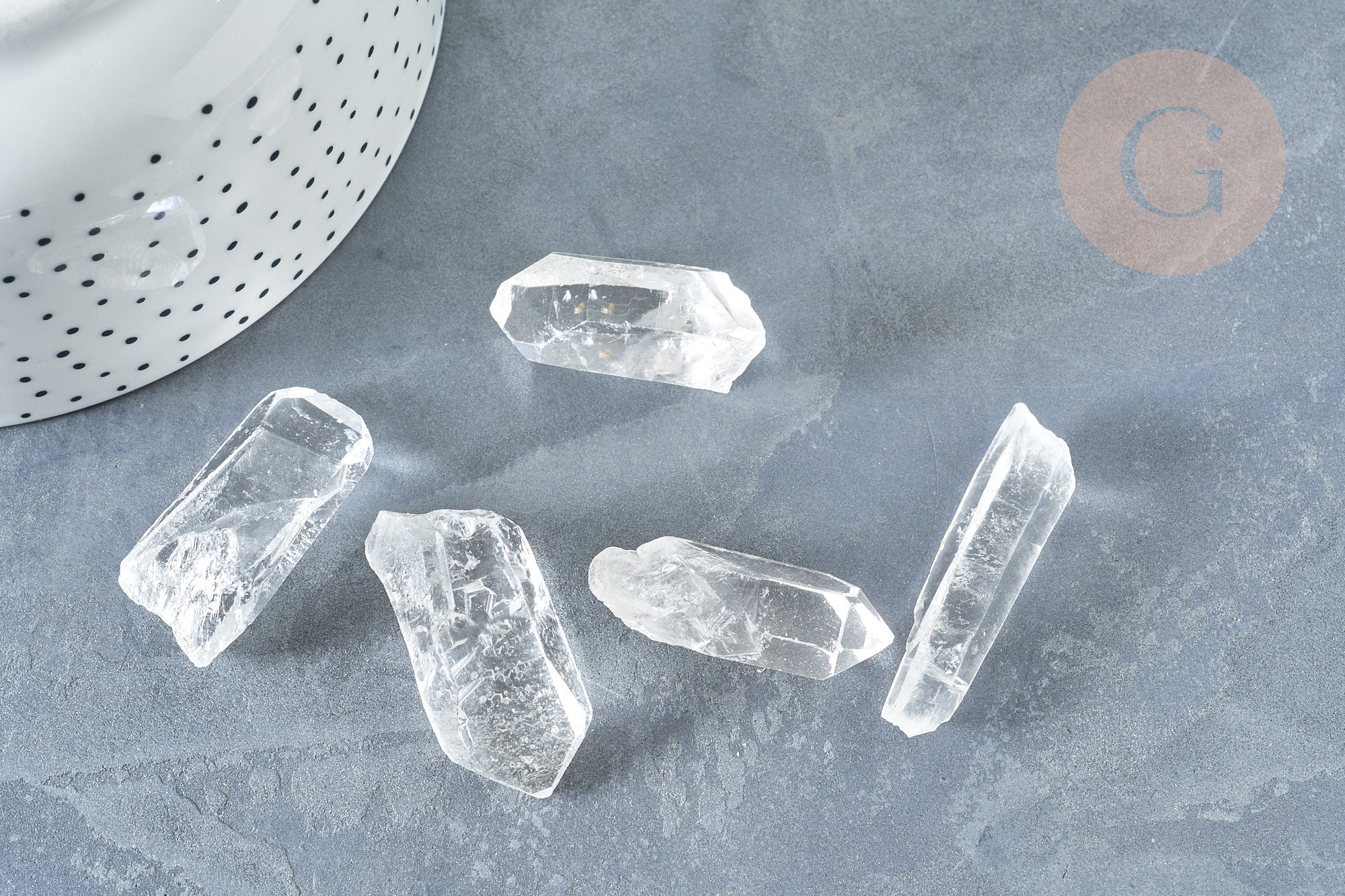 Pointe cristal de rochenaturel transparent brut non percée, x1 (G8231)
