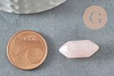 Pointe quartz rose naturel non percée 20mm, pointe double, pierre naturelle polie, création bijoux quartz lithothérapie, x1 G6367