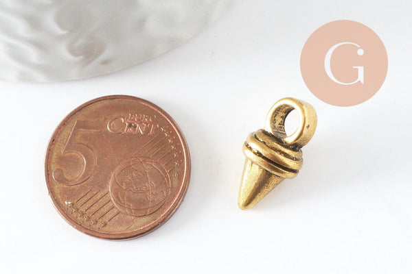 Pointes pendentif doré,rock Punk, pendentif doré, Pendentif rock, création boucles,18mm, x10 (G1577)