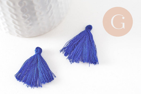 Pompon bleu coton bleu 25-31mm, x5 (G2770)
