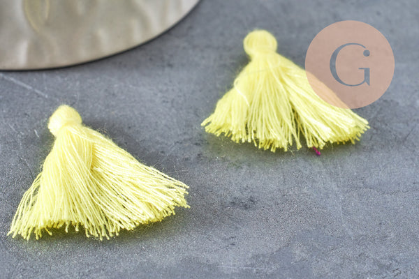 Pompon jaune coton 25-31mm, x5 (G2764)