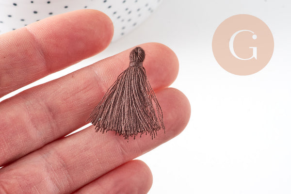 Pompon marron coton 25-31mm, x5 (G5074)