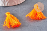 Pompon orange fil coton fluo 28mm, x 5 (G1588)