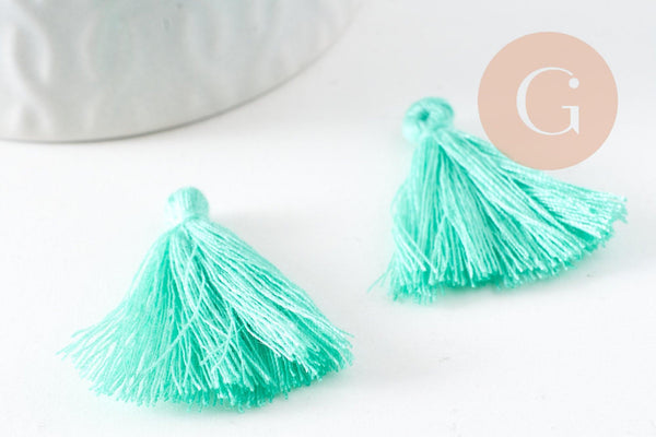 Pompon vert clair fil de coton 28mm, x5 (G1008)