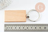 Porte-clef rectangle bois personnalisable 63.5mm, x1 (G9633)