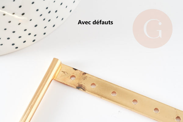 Présentoir à bijoux boucles d'oreilles laiton doré socle bois 25.25cm, x1 (G7468)