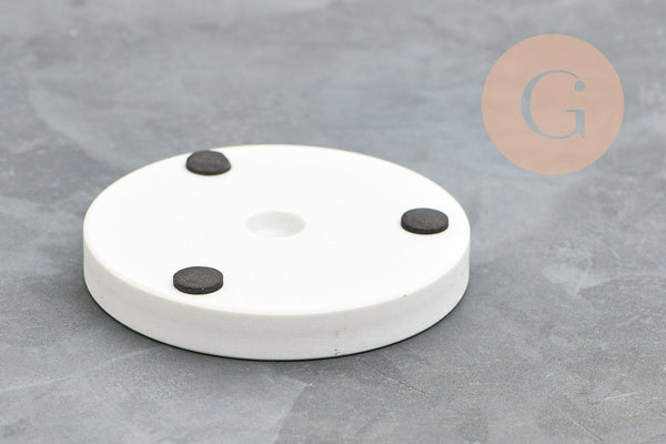 Présentoir à bijoux boucles d'oreilles rond fer doré socle marbre 24.5cm, x1 (G10246)