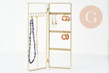 Présentoir à bijoux collier boucles d'oreilles pliable laiton doré 28cm, x1 (G9316)
