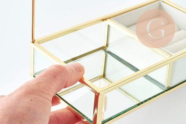 Présentoir à bijoux doré velours blanc, présentoir pour rangement de bijoux, x1 G9396