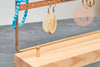 Présentoir bijoux boucles d'oreilles laiton doré socle bois, 20cm, x1 G6930