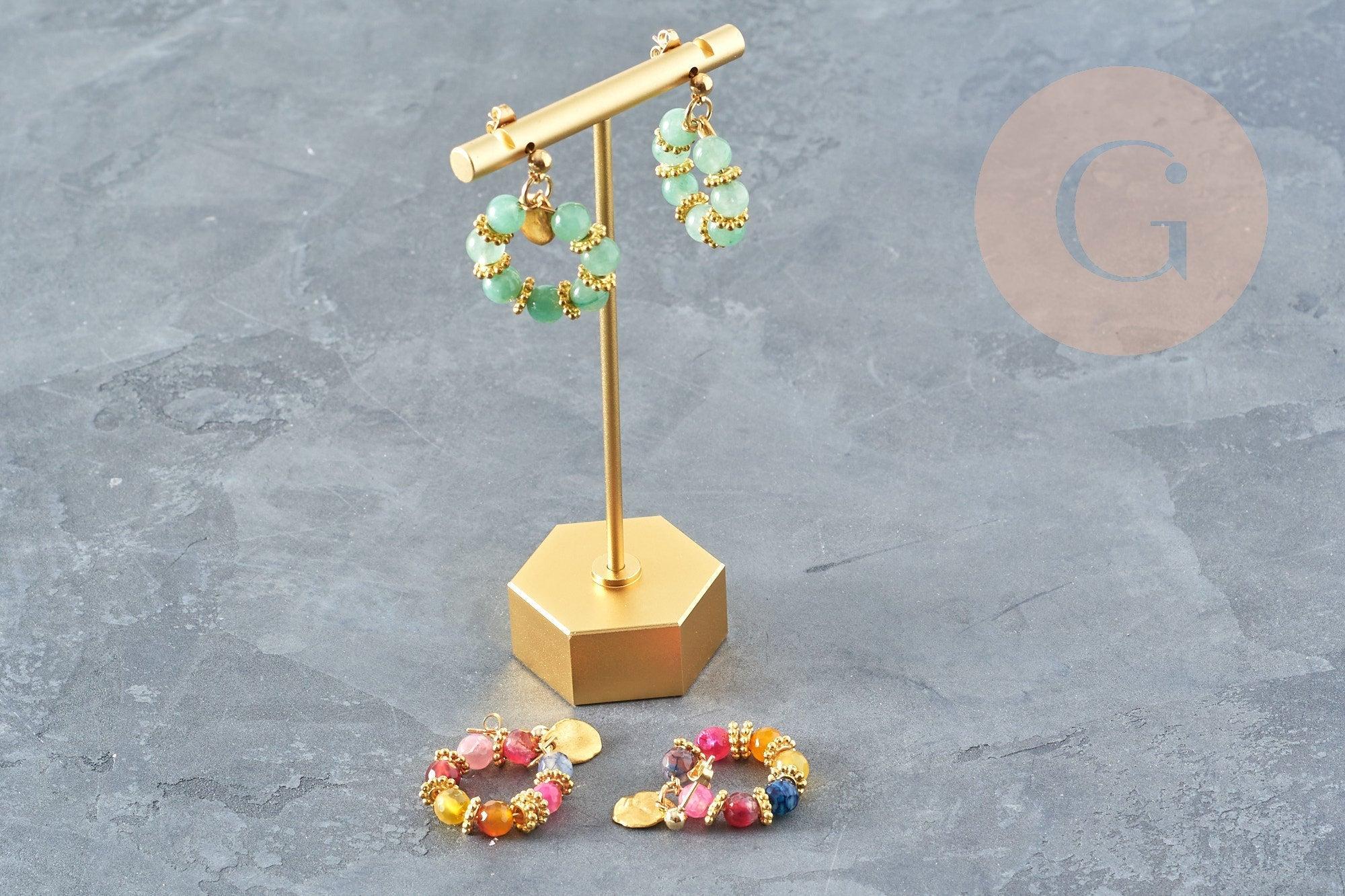 Présentoir bijoux boucles d'oreilles métal doré 11.6cm ou 13.6cm, x1 (G8944)