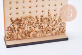 Présentoir boucles d'oreilles en bois fleurs gravées personnalisable 18cm, x1