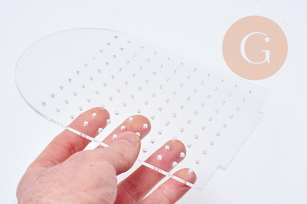 Présentoir boucles d'oreilles plexiglas arche personnalisable 110 emplacements 17.8cm, x1 G10103