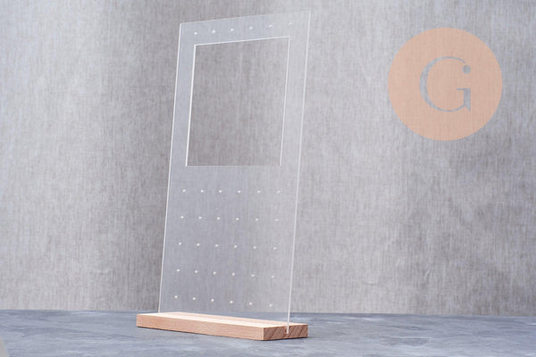 Présentoir boucles d'oreilles plexiglas bois 25cm, x1 G10104