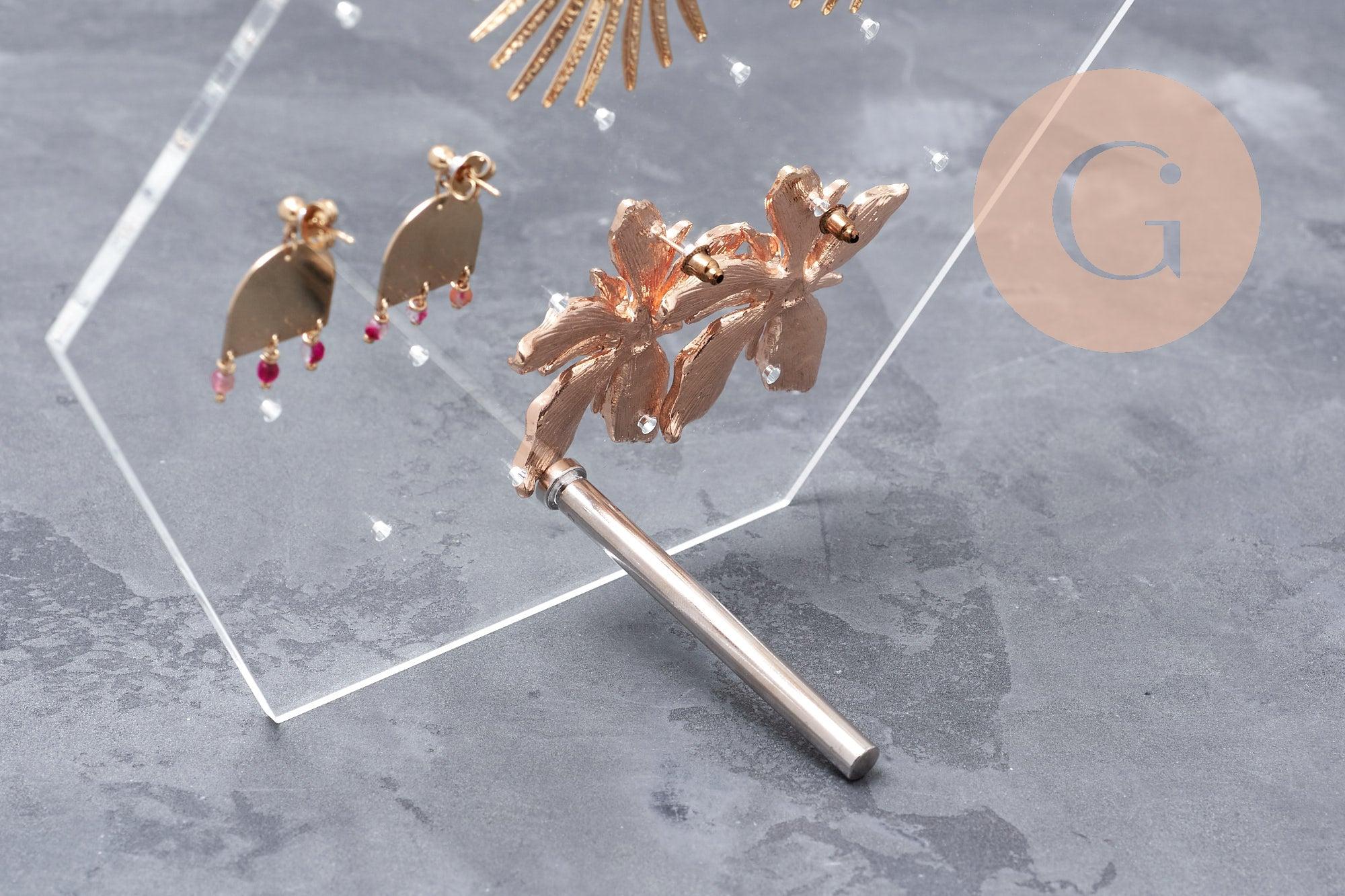 Présentoir boucles d'oreilles plexiglas hexagone personnalisable 18 emplacements 20cm, x1 G10106