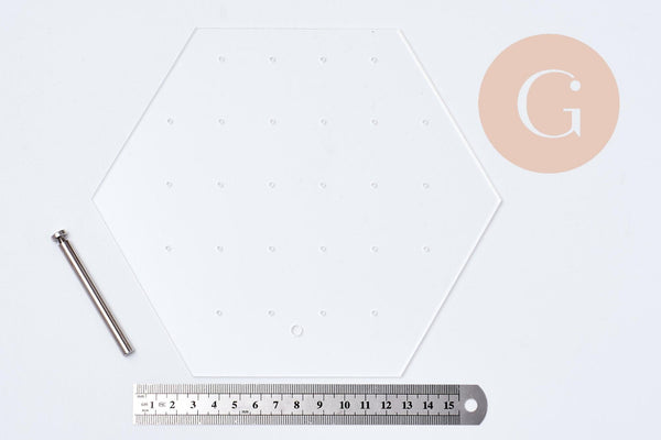 Présentoir boucles d'oreilles plexiglas hexagone personnalisable 18 emplacements 20cm, x1 G10106