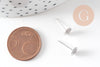 Puces oreille acier avec plateau, boucles sans nickel, boucles d'oreille, plateau 6mm, x20 (G2312)