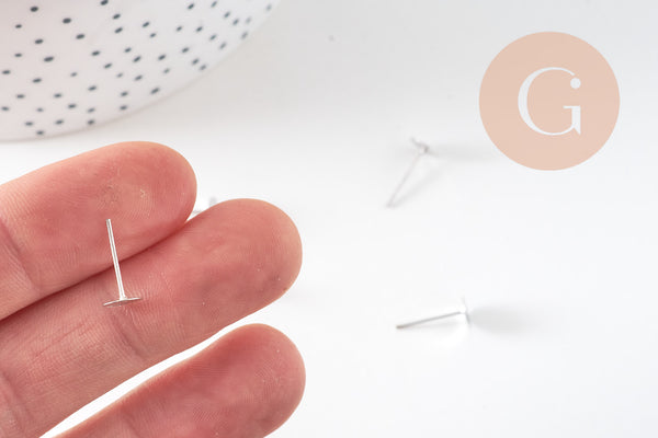 Puces oreille acier avec plateau, boucles sans nickel, boucles d'oreille, plateau 6mm, x20 (G2312)