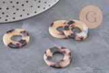 Pendentif cercle beige acétate,perle acétate,connecteur plastique,21.5mm, x2 (G2704)