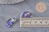 Pendentif demi-cercle bleu indigo 23mm, perle acétate,connecteur plastique, x2 ou x10 (G2881)