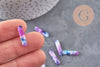 Colgante rectangular de acetato morado y azul, 19,5 mm, x10 (G3087)