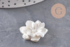 Cabochon fleur résine blanche nacrée 24mm, x2 (G4388)