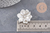 Cabochon fleur résine blanche nacrée 24mm, x2 (G4388)