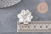 Cabochon fleur résine blanche nacrée 24mm, x2 (G4388)