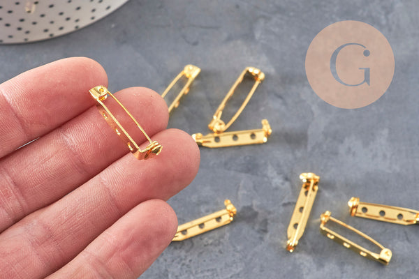 Support de broche en fer doré 27mm, x10 (G5845)