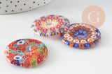 Anhänger Donut Millefiori Murano mehrfarbig 29-39mm, x1 (G1451)