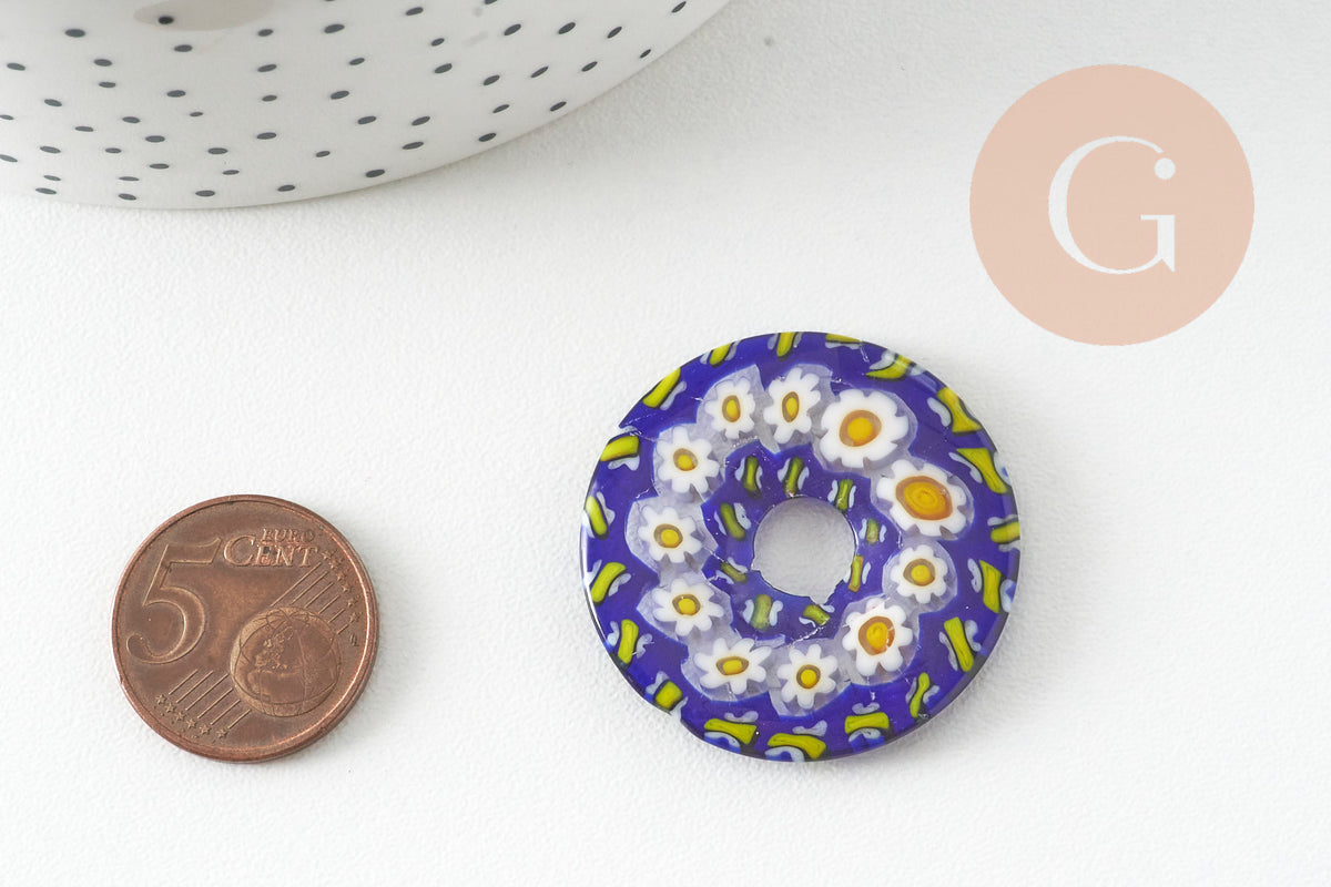 Anhänger Donut Millefiori Murano mehrfarbig 29-39mm, x1 (G1451)