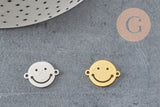 Smiley-Anhänger aus vergoldetem Edelstahl 201, gold- oder platinfarben, 12,5 mm, x1 (G5687)