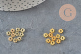 Perles intercalaires Rondelles fleurs zamac doré 5mm, x20 (G0960)