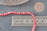 Perla tonda in giada naturale rosa sfaccettata 4mm, x1 filo da 38cm (G2335)