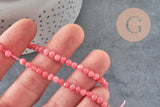 Perla tonda in giada naturale rosa sfaccettata 4mm, x1 filo da 38cm (G2335)