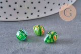 Perle a goccia vetro millefiori 10-17mm, perla in vetro artigianale per creazione gioielli, x5 (G1943)