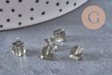 Perlas cuadradas de vidrio gris de 4 mm, x50 (G2195)