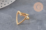 FOTO 5 VARIACIONES A REALIZAR Anillo de corazón de acero inoxidable 304 dorado IP Talla 57, x1 VÁLIDO