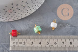 Natural stone charm pendant, gold-plated zamak 14.5mm, x1 (G7302)
