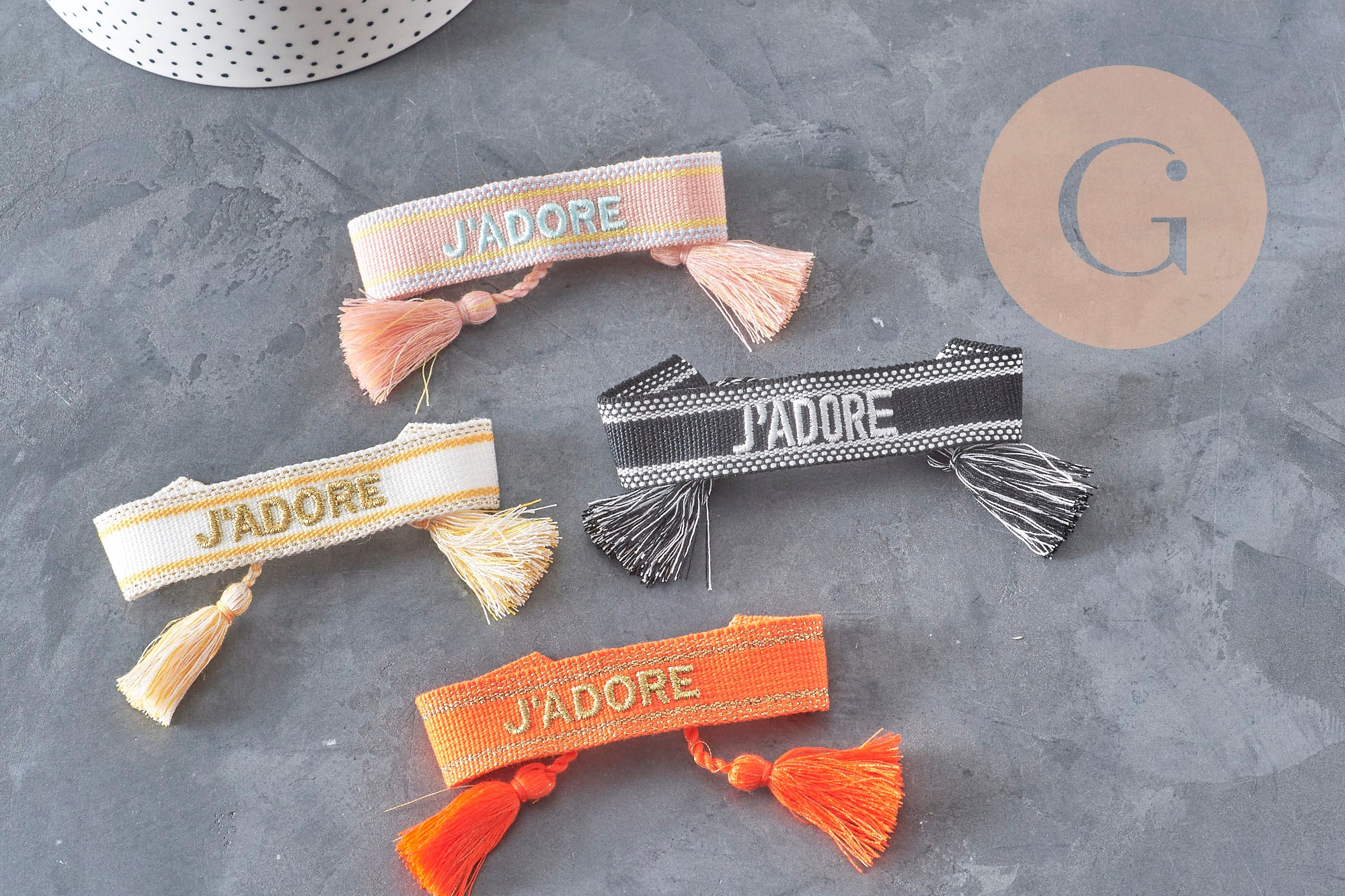 Bracelet brodé J'ADORE HOPE EFJF, x1 (G7649)