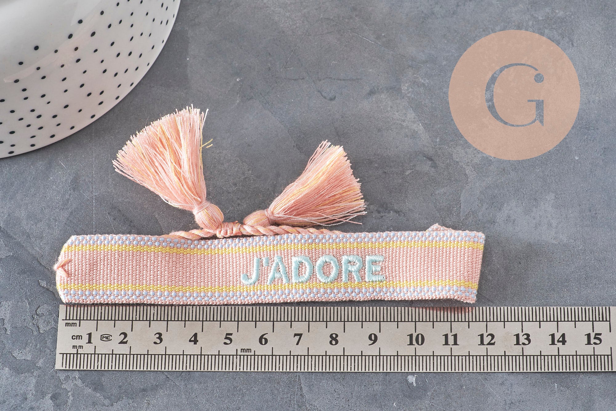 Bracelet brodé J'ADORE HOPE EFJF, x1 (G7649)