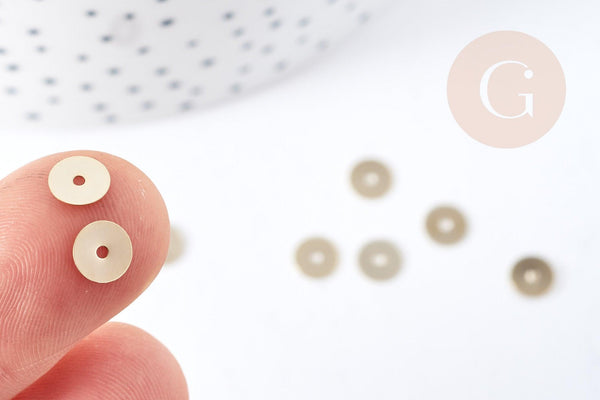 Rondelles acier doré inoxydable 6mm,perles intercalaires disque pour création bijoux acier,x 20 G8732