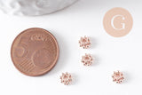 Rondelles fleurs intercalaire zamac or rose 5mm, x50 (G1369)