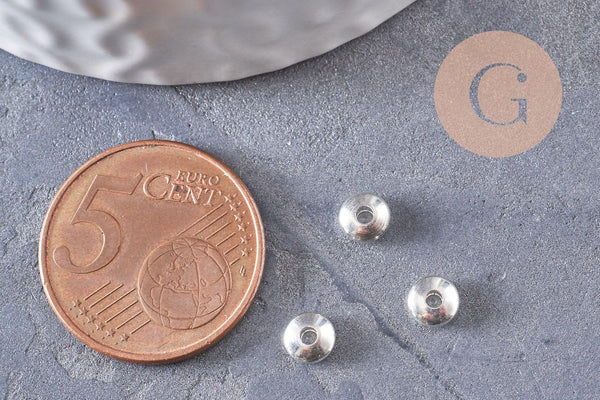 Rondelles laiton argenté 5mm, x20 ou x100 (G4619)