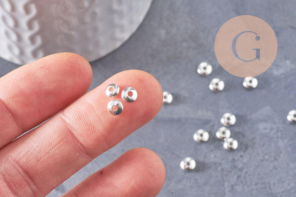 Rondelles laiton argenté 5mm, x20 ou x100 (G4619)