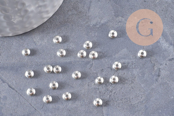 Rondelles laiton argenté 5mm, x20 ou x100 (G4619)